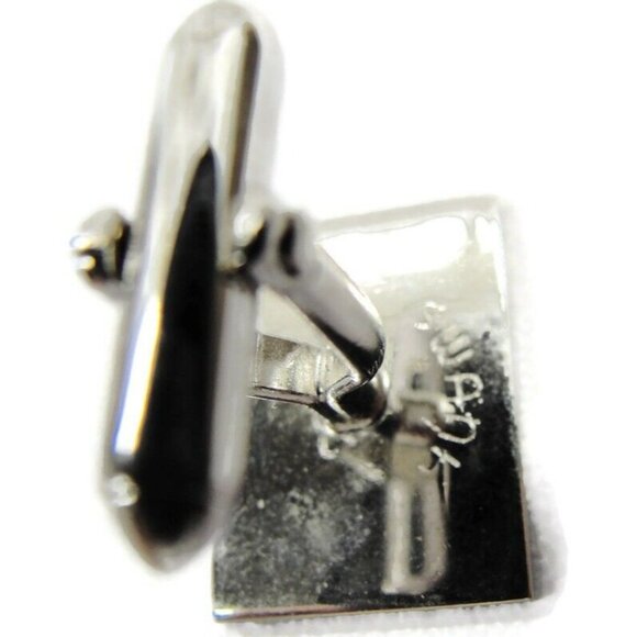 Signed Swank Polished Stainless Steel Silver Tone Cufflinks Rectangle - Picture 6 of 7